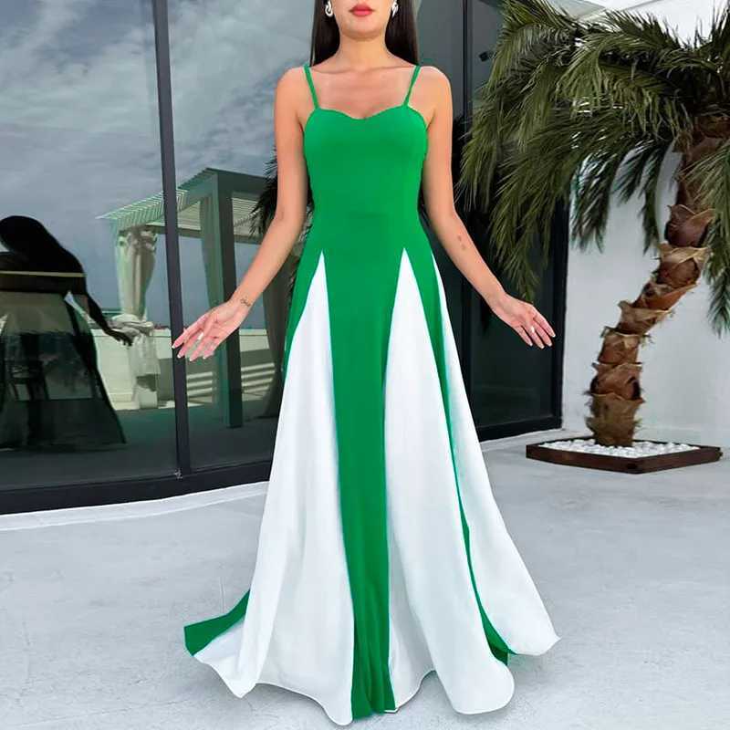 Basic Casual Dresses Lygens Spaghetti Strap Block Color Elegant Evening Ladies Dress Summer Fall Casual Clothes 2024 Y2K Strtwear Wholesale Dress H252