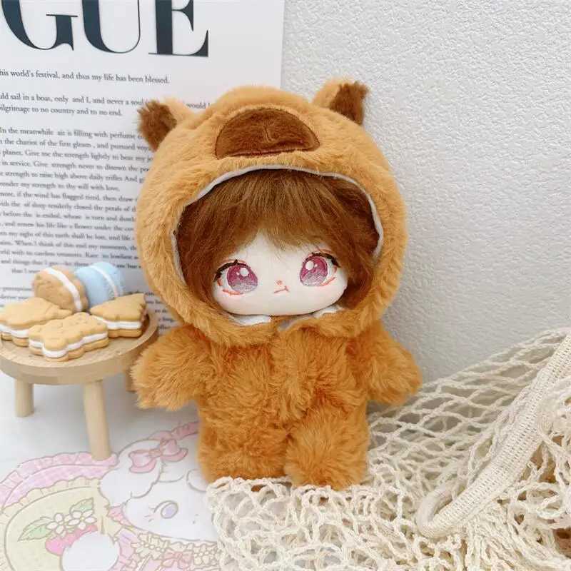 20cm Kaii Capybara Fluffy Coat Suit Plush Cotton Doll DIY Clothes Accessories Stuffed Toy for Kids Girls Birthday GiftXJ250218