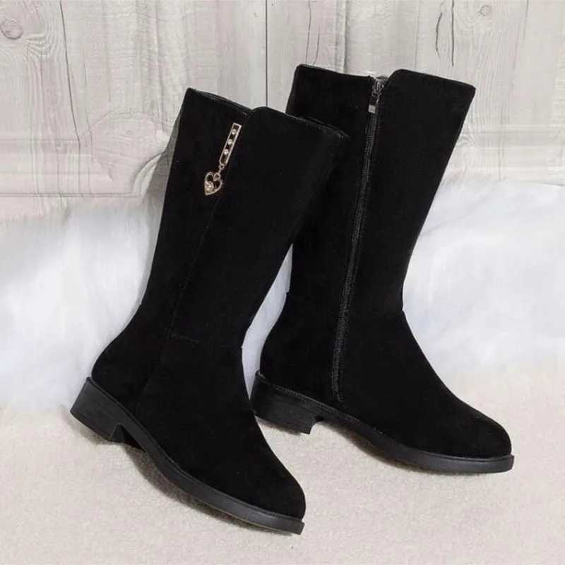 Hot Women Autumn Boots Casual Flat Boots Plus High Warm Cott Shoes Fi Side Zip Women Winter New 6988XJ250217