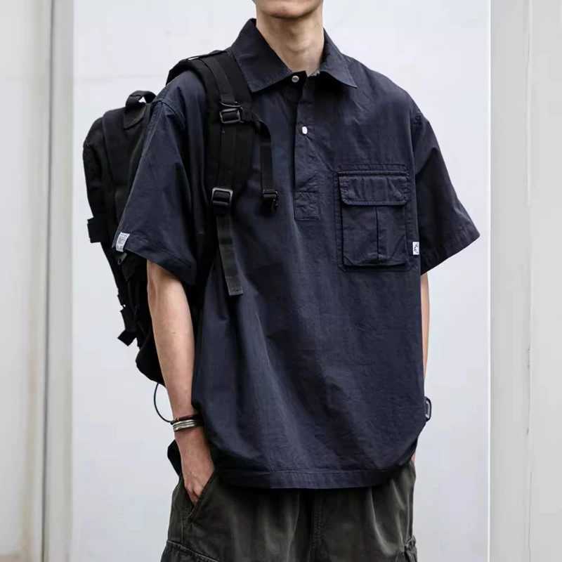 Japanese retro workwear pullover short-sleeved shirt mens summer fashion brand outdoor trend loose casual shirt jacket trend W250217