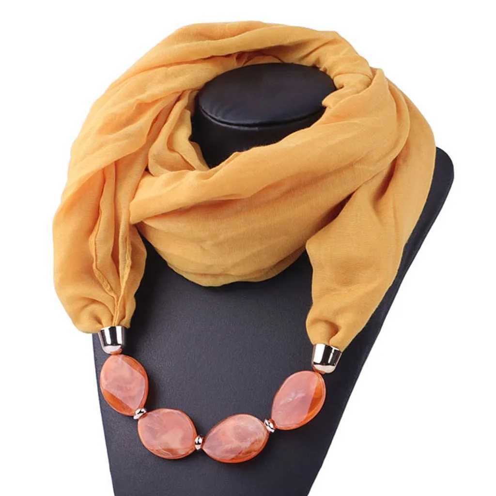 Solid jewelry bead pendant necklace scarf head scarf womens ethnic cotton linen Muslim headscarf Wrs Foulard womens W250218