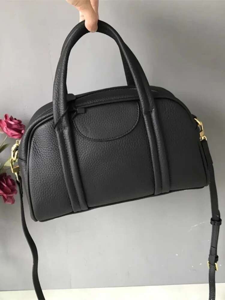 Office Ladies Boston Fashion Cowskin Genuine Leather Sg Bag Women Handbag Tote New Casual Single Shoulder Crossbody Bags