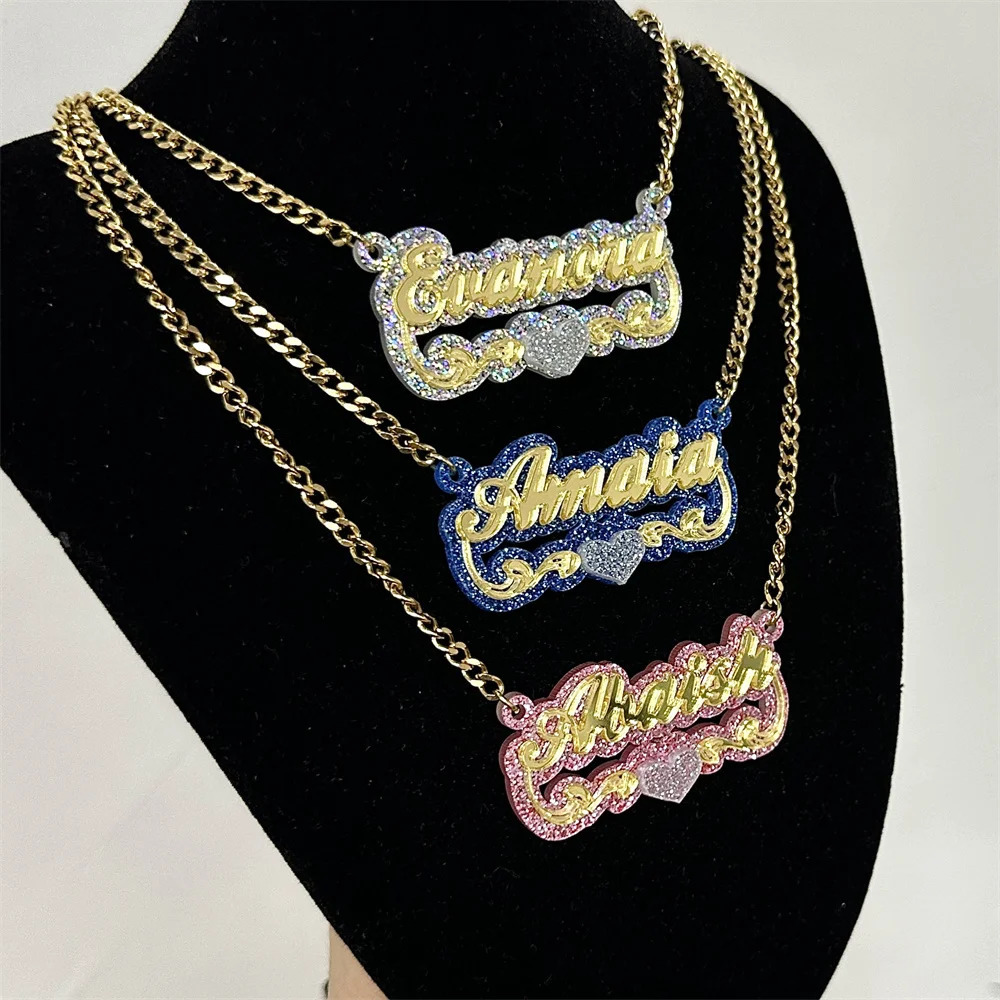 Customized Name Necklace Baby Girl Acrylic Nameplate Personalized for Women Children Jewelry 250214