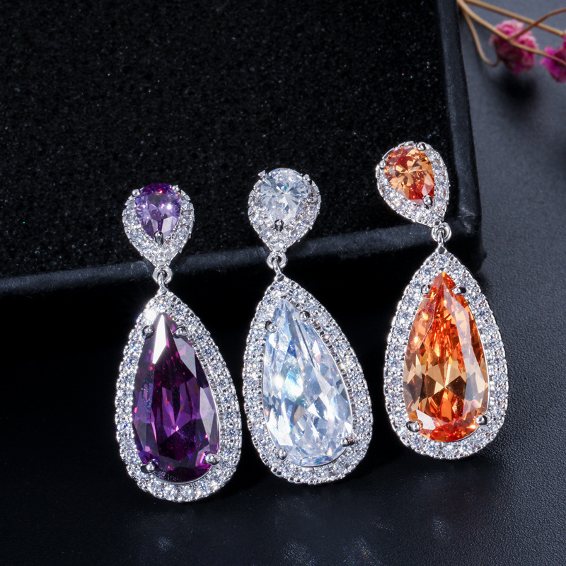 2025 Choucong Brand Unique Dangle Earrings Luxury Jewelry Large Water Drop 5A Cubic Zircon CZ Diamond Bride Women Lady Party Wedding Earring Gift