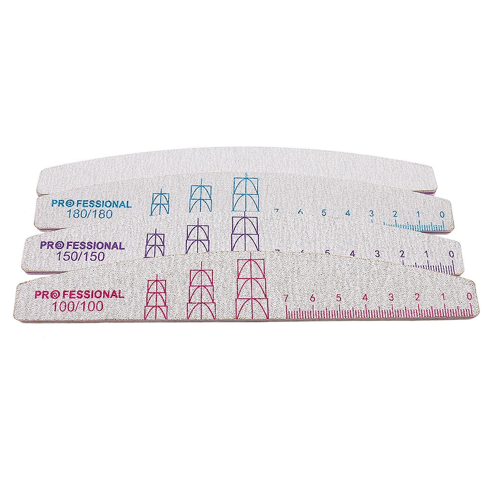 50Pcs Strong Sandpaper Nails File For Manicure 100/100 100/180 150/150 180/180 180/240 Grit Washable Curved Buffer Block Files 250214