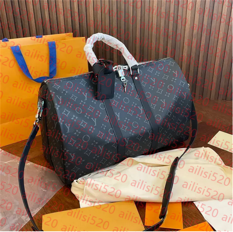 7A Designer Bag Luxurys Fashion Duffel Mens Designer Travel Bag Clutch on Luggage Bag Man basketball Totes Keepall Clear Handbag Women Duffle Bags SIZE 55cm