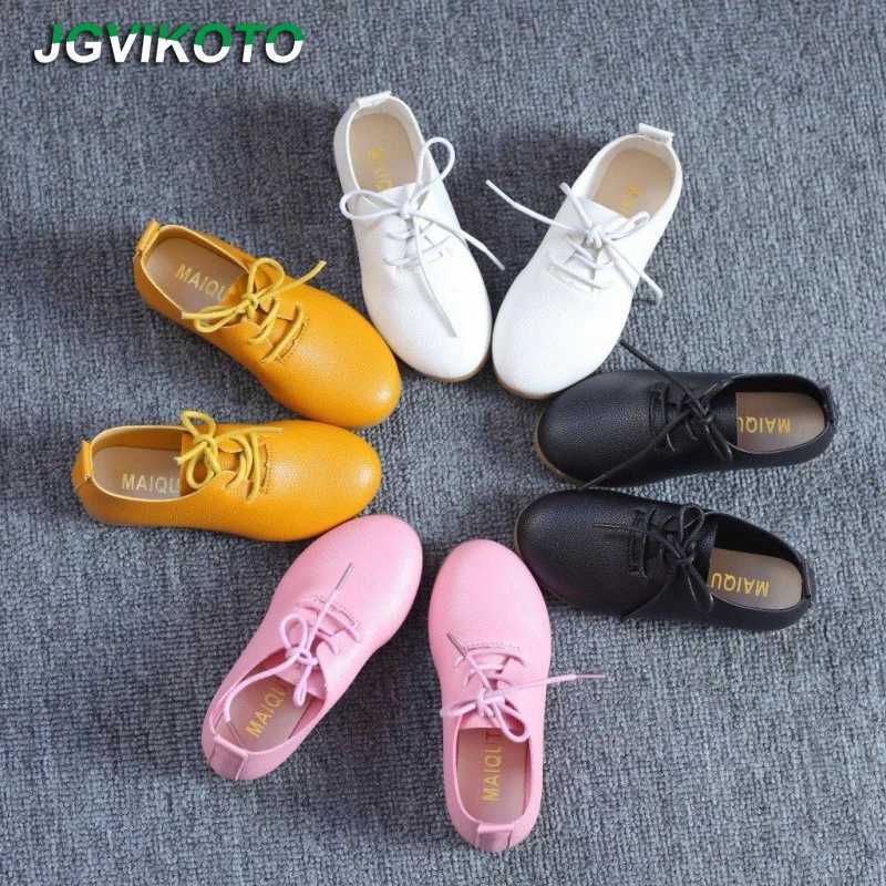 JGVIKOTO 2020 Hot New Spring Summer Girls Shoes Soft PU Leather Casual Flats For Kids Lace-up Children Sneakers Candy Colors Z250217
