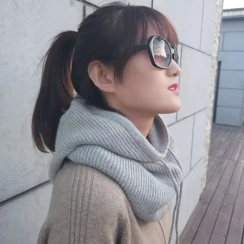 Women Winter Beanie Hat Cashmere Female Knitted Hooded Scarf Balaclava for Women Windproof Warm Wool Cap250214