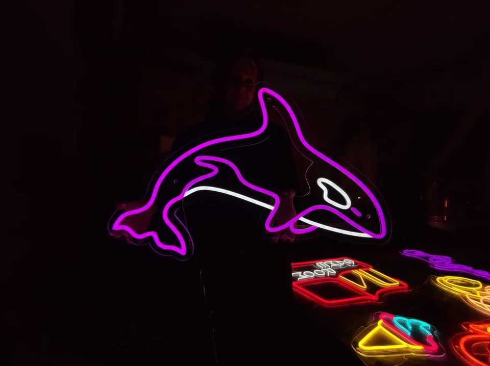 Killer Whale Neon Sign Seaworld Led Lights Blue Orca Led neon Home Decor Gift For Kids Z250218-1