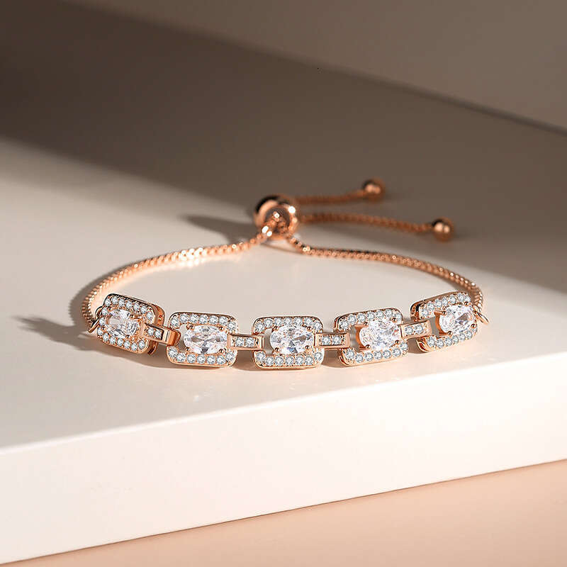 Geometric zircon bracelet with a light temperament and trendy women's style, adjustable for 2024 new trend