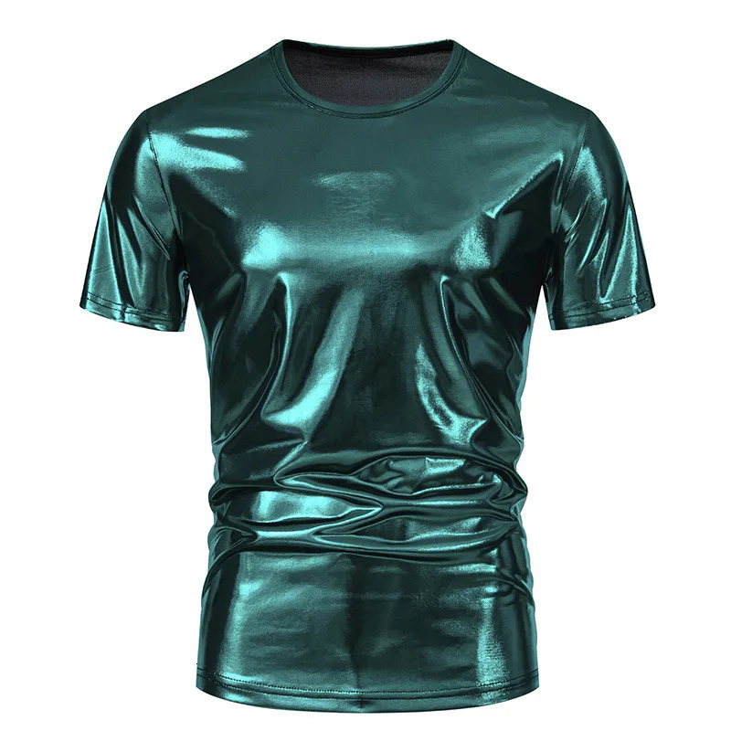 Mens Summer T-shirts Short Sleeve Stage Shiny Men Tees Shirts O Neck Male T shirt Solid Colour Shirt Casual Man Tshirts T20 250217