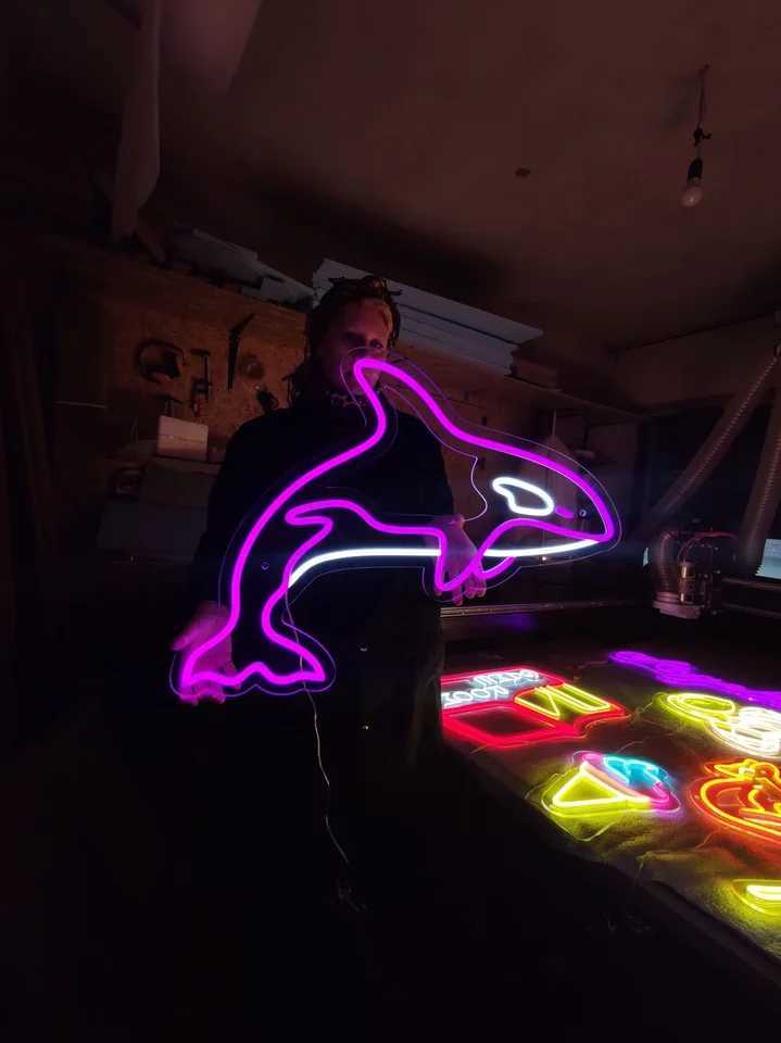 Killer Whale Neon Sign Seaworld Led Lights Blue Orca Led neon Home Decor Gift For Kids Z250218-1