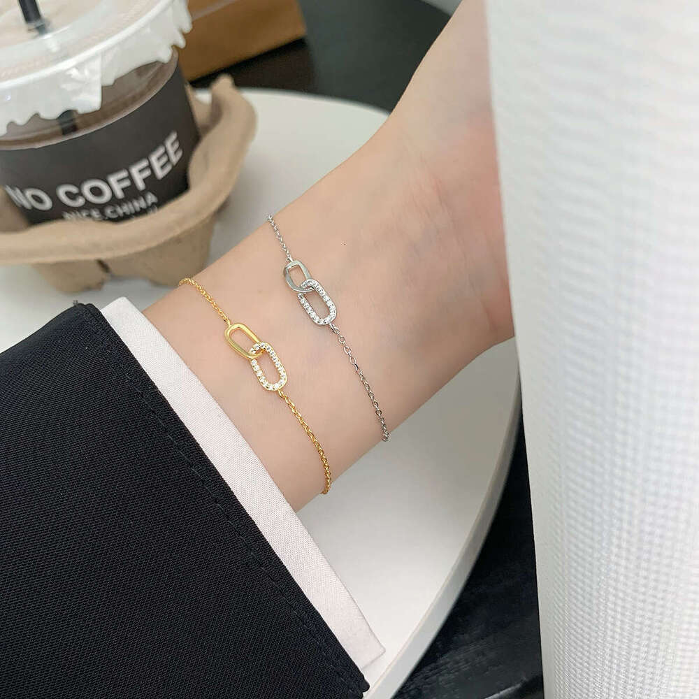 S pure sier Mobius ins style niche temperament jewelry versatile simple double ring bracelet for women