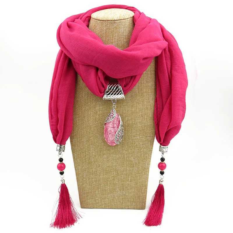 Cotton Linen Women Pendant Jewelry Scarf Fringed Long Solid Color Tassel Necklace Scarves Wr s For Women W250218