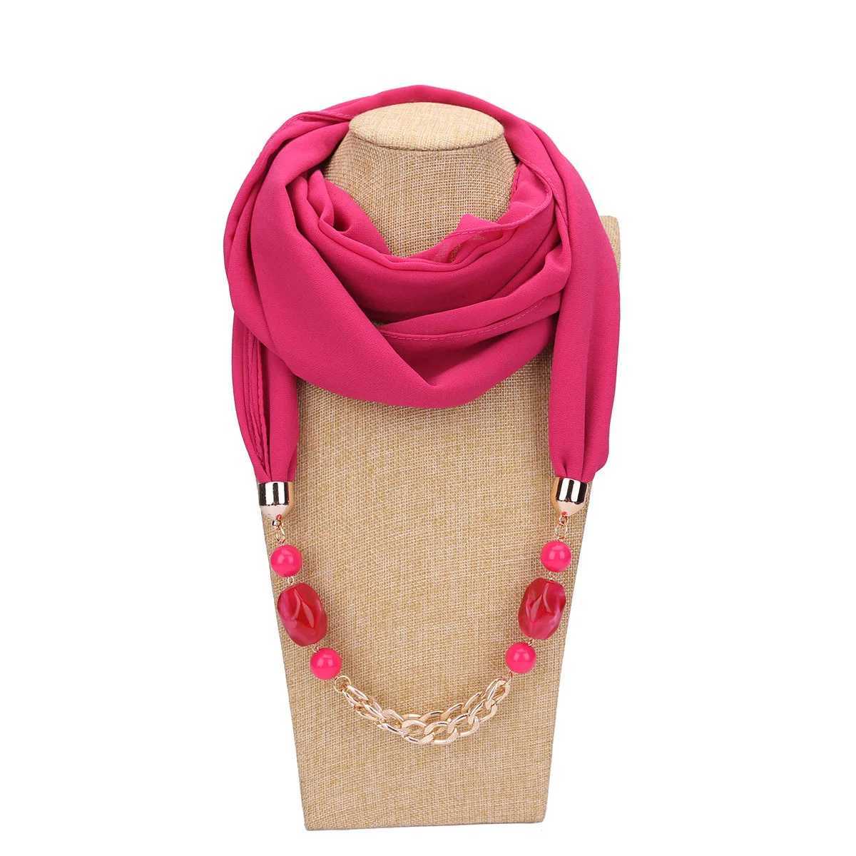 Solid Color Collar Scarf Luxury Beaded Pendants Jewelry Necklace Scarves Wr Women Sh Foulard W250218