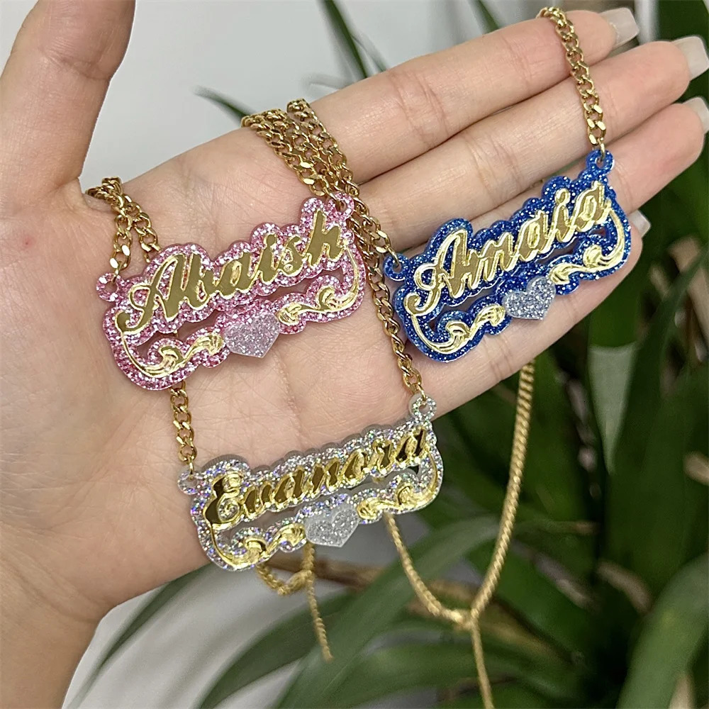 Customized Name Necklace Baby Girl Acrylic Nameplate Personalized for Women Children Jewelry 250214