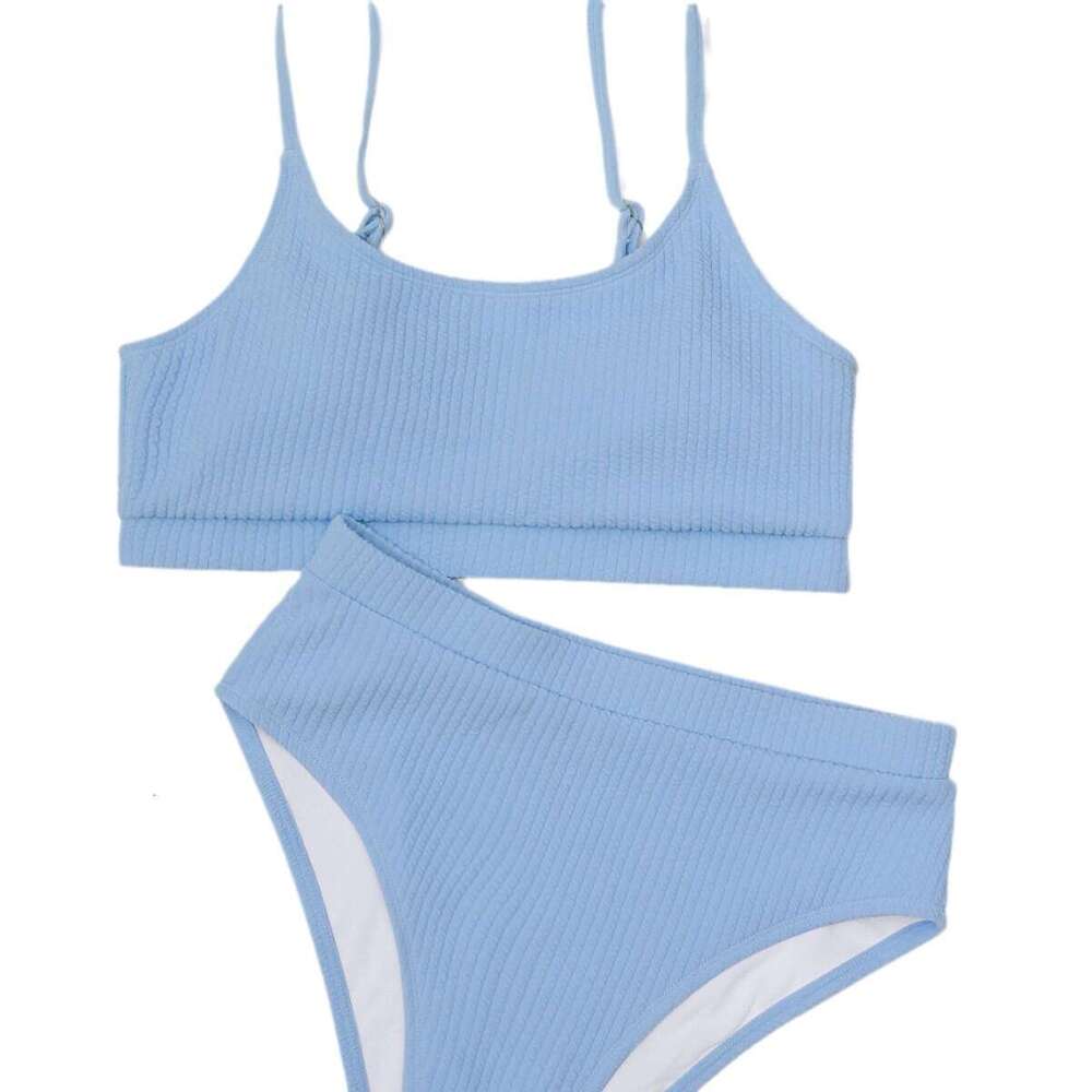 European and American Spiral Pit Strip U-shaped High Waist Bikini Sexy Swimsuit Women's 2025 New Casual Versatile Fashion Clothing