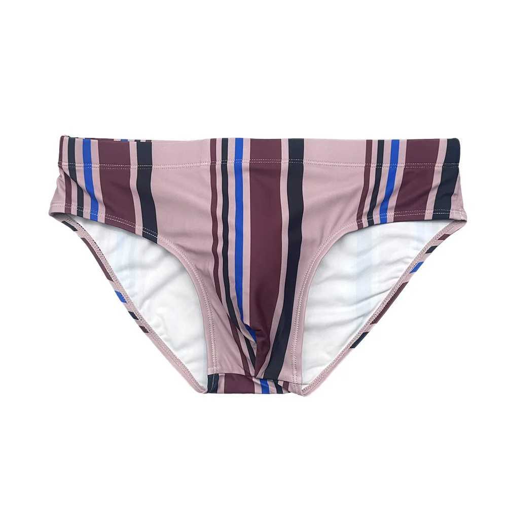 Striped Sexy Swimming Trunks Men Swimwear Men Swim Boxer Briefs Swimsuit Beach Shorts Surfing Bathing Suit Gay Boardshorts M250218