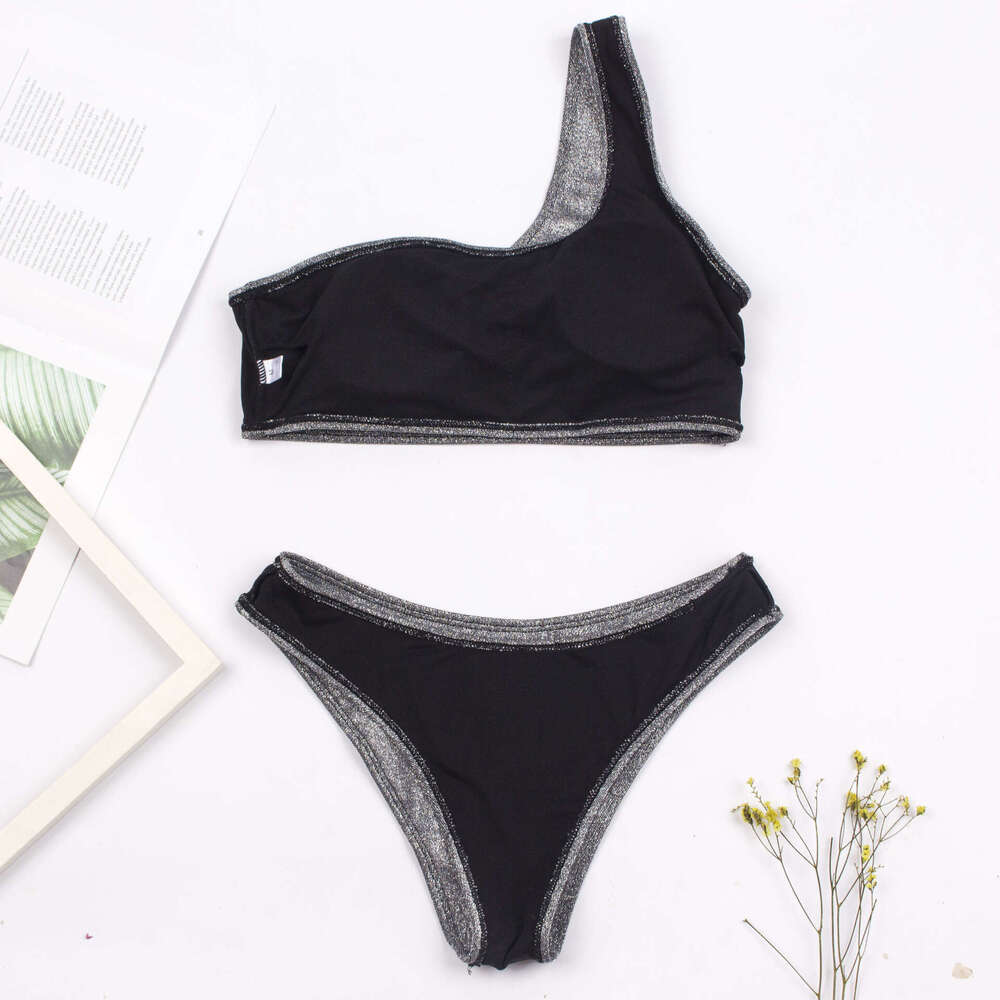 Instagram Skew Shoulder Shiny Fabric New Bikini Swimsuit 2025 Swimsuits Designer Womens Swimsuit Designers Bikini New Product New Arrival
