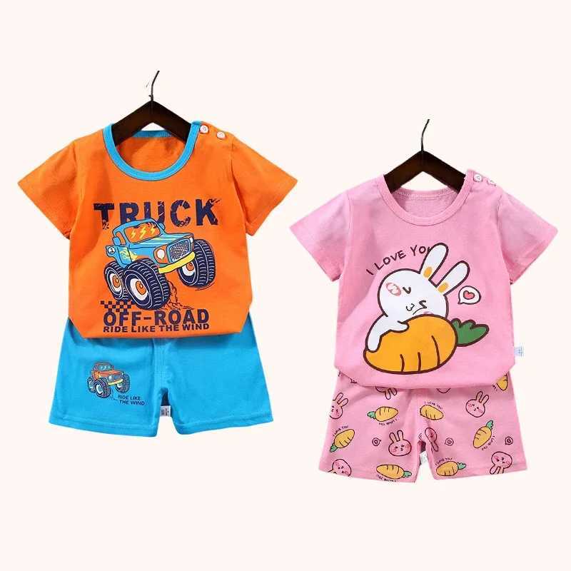 2PCS mother Kids Clothes Childrens Sets Boys Girl T-shirt Shorts Summer Cotton Short sleeve Baby Children Clothing Toddler Suit W250218