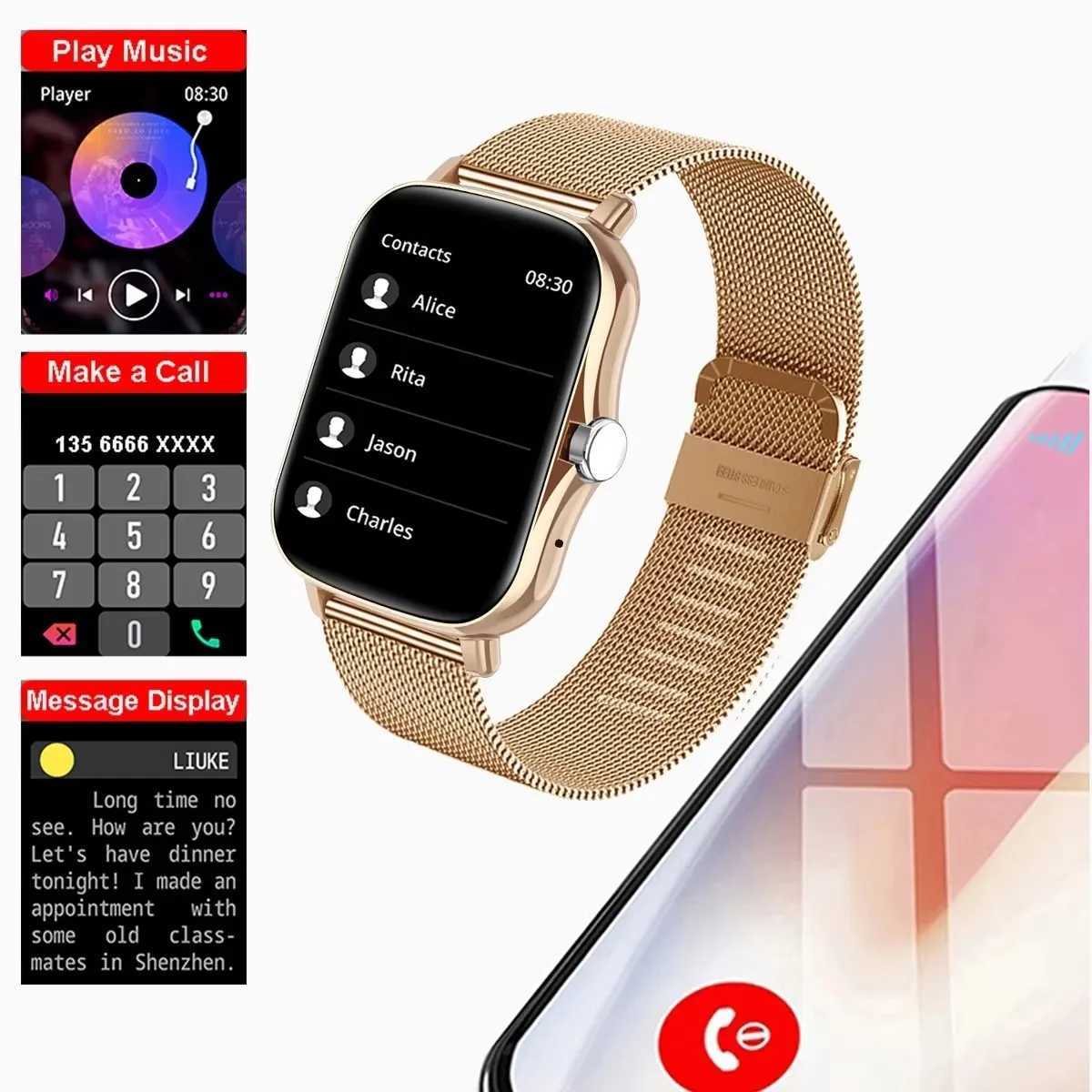 1.83 Waterproof Smart Watch with Message Answer Call Sleep Monitoring Sports Pedeter Information rts For iPhone Android Y250218