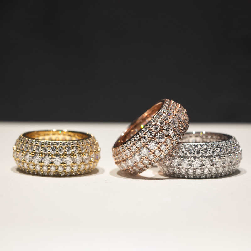 Hip hop ring jewelry for mens luxury moissanite S925 silver full iced out band champion men rings