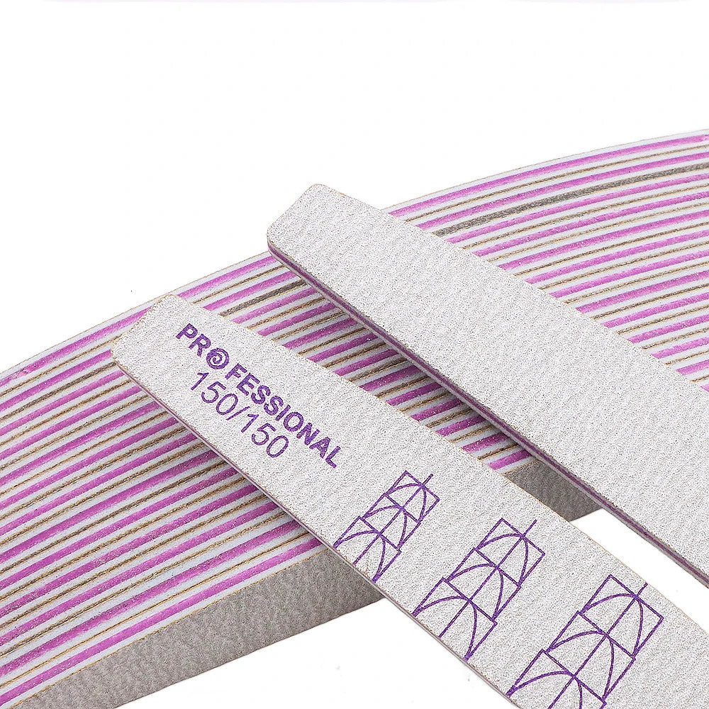 50Pcs Strong Sandpaper Nails File For Manicure 100/100 100/180 150/150 180/180 180/240 Grit Washable Curved Buffer Block Files 250214