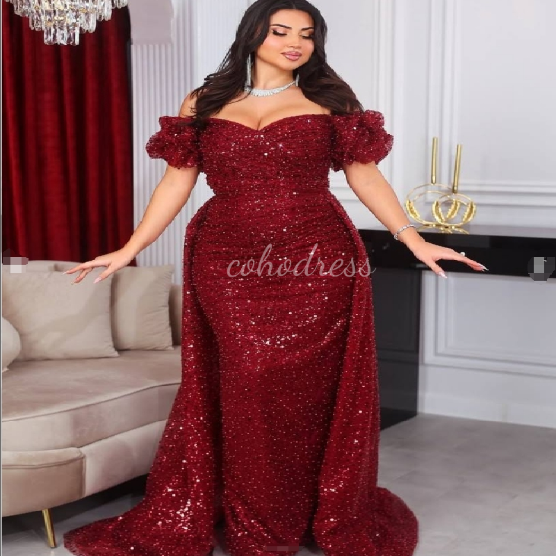 Sparkly Green Mermaid Evening Dress With Overskirt Train Plus Size Saudi Arabia Prom Dress Abaya Formal Birthday Party Vestio De Fiesta 2025