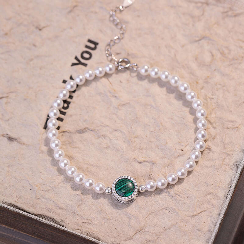Shi Jia Pearl Pure Sier Bracelet for Women, Small and Medium, Light , High Grade, Pea Stone Bracelet, Ins Style, Mother's Day Handpiece