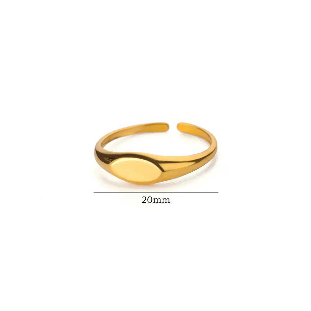 Stainless Steel Oval Rings For Women Men Open Adjustable Gold Color Finger Rings Wedding Fashion Jewelry Gift anillos mujerXJ250219