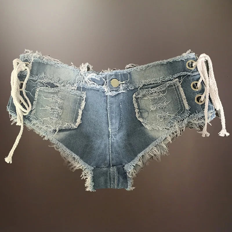 Sexy WomenS Crystal Shorts Jeans Denim Micro Mini Jean Ultra Low Rise Waist Summer Clubwear Pole Dance OS254 250217