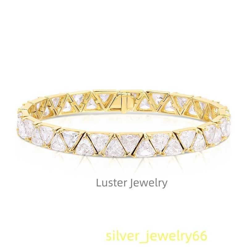 Luster Jewellery Triangle Cut S925/10/14/18k Vvs Moissanite Bracelet Gold Diamond Tennis Bracelet