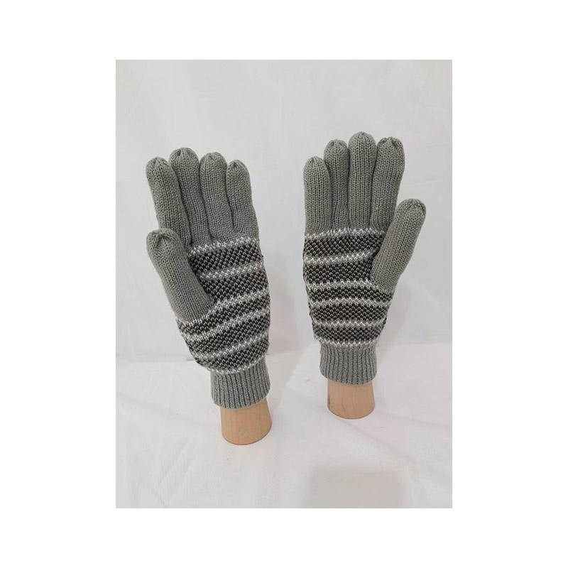 Men's and women's winter padded lining jacquard warm acrylic knitted gloves XYS007