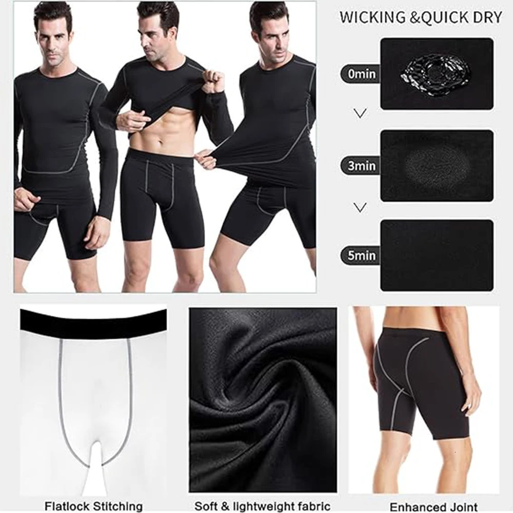 3 Pack Compression Shorts Men Basketball Running Athletic Underwear Boxer Briefs Performance Workout Sports Baselayer Tights 250219