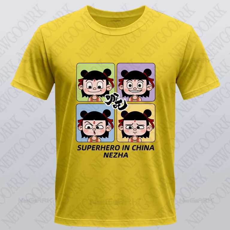 Movie T-shirt superhero in china Nezha Printed Graphic Mens and Womens Cotton Casual Shirt Short Sleeve M250218