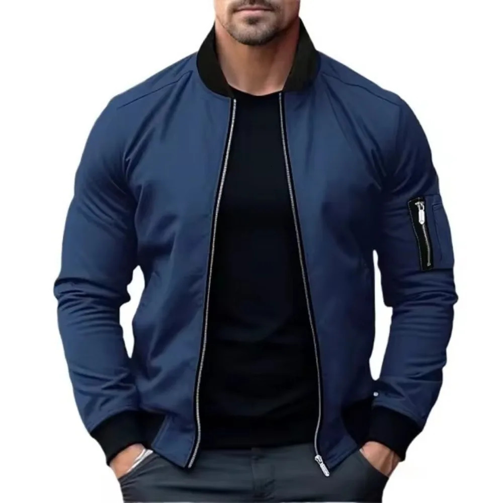 Jackets for Men Solid Color Bomber Jacket Coat Business Male Coats Windbreaker Mens Zipper Korean Basic Streetwear Tops 250218
