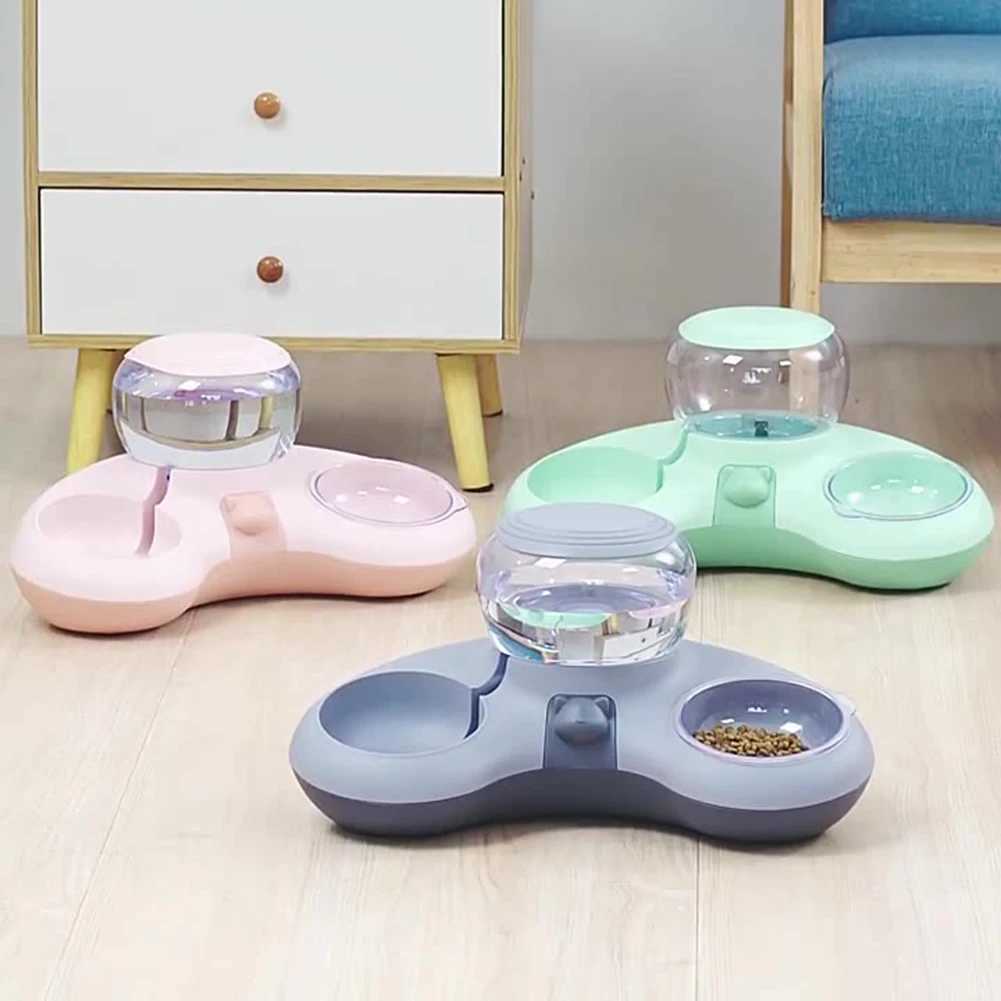Dog Feeders 2-in-1 automatic water dispenser used for cats dogs cat food bowls automatic cat water dispensers 1.4L water tank bowls pet feeding tools 