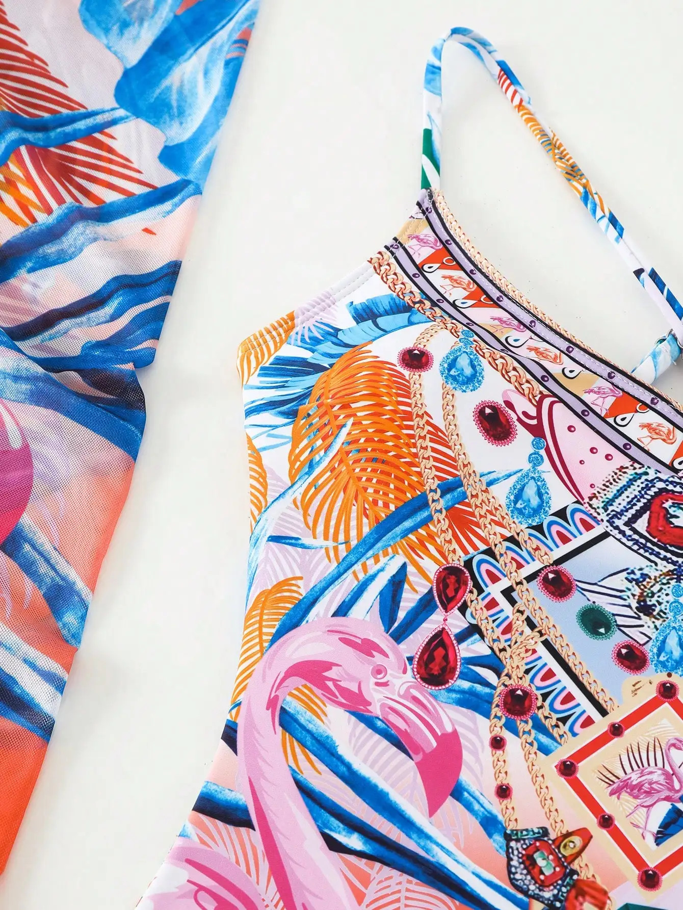 positioning printed onepiece swimsuit yarn skirt twopiece set 250219