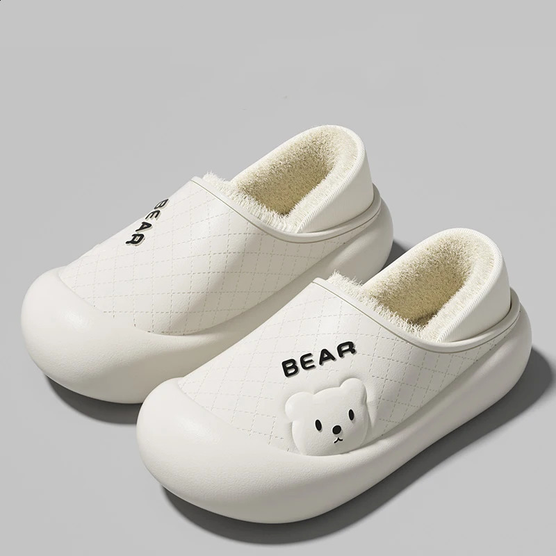 Couple Winter Wrap Heel Warm Waterproof Soft Lithe Fluffy Slippers For Women Men Non-slip Ladies Home Casual Cotton Shoes 250213