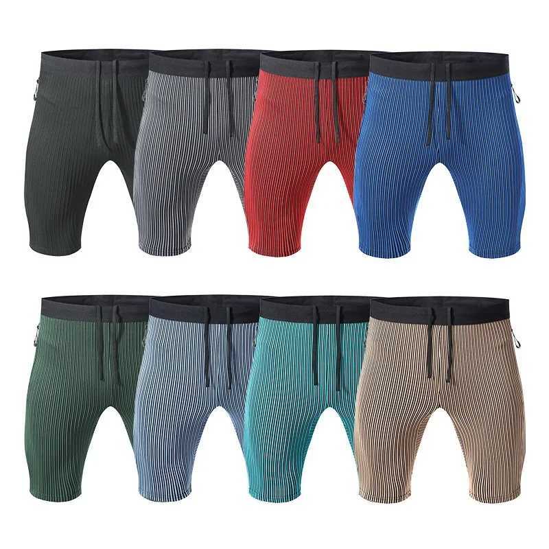 Quick drying outdoor running tight shorts mens sports fitness five point pants elastic breathable L training compression pants W250219