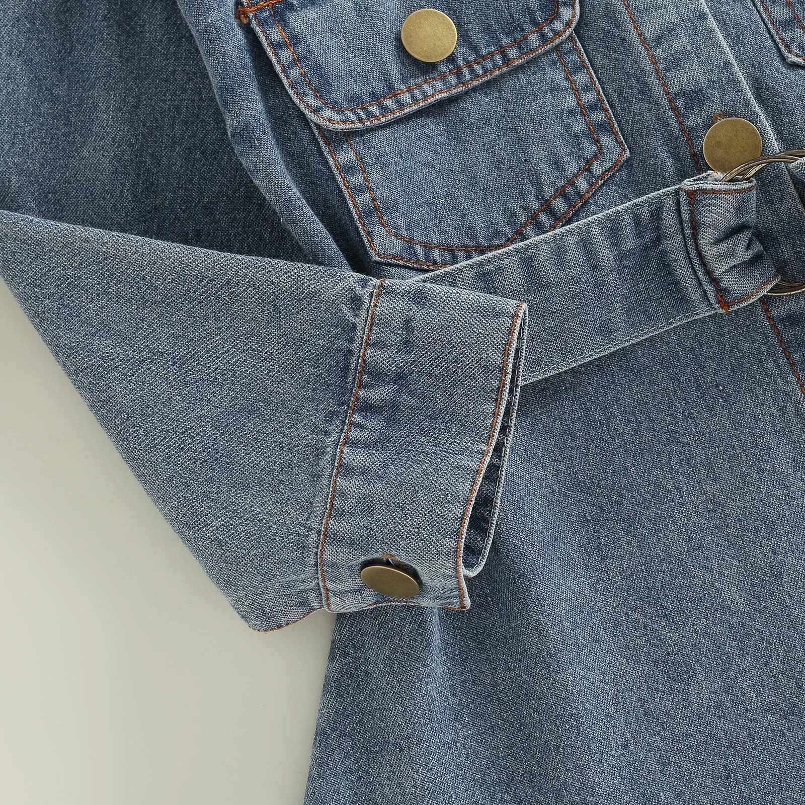 Citgeett Autumn Kids Girls Denim Dress and Waistband Blue Solid Color Long Sleeve Spring Clothes Suit 250219
