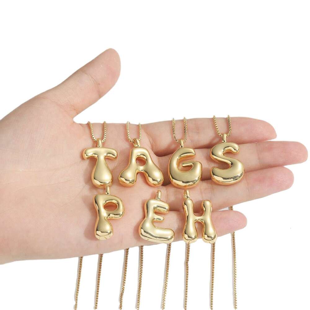 New fashionable versatile balloon bubble cute and chubby necklace with 26 English letters pendant