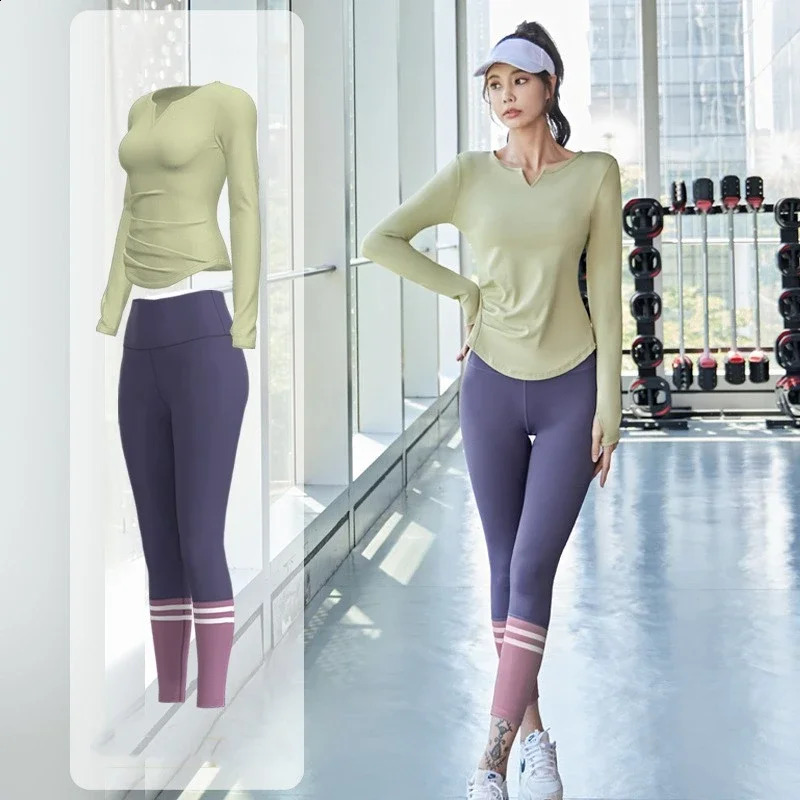 Women Workout Clothing Gym Yoga Set Fitness Sportswear Pants Sports T-shirt Seamless Leggings Active Wear Outfit Suit 250219