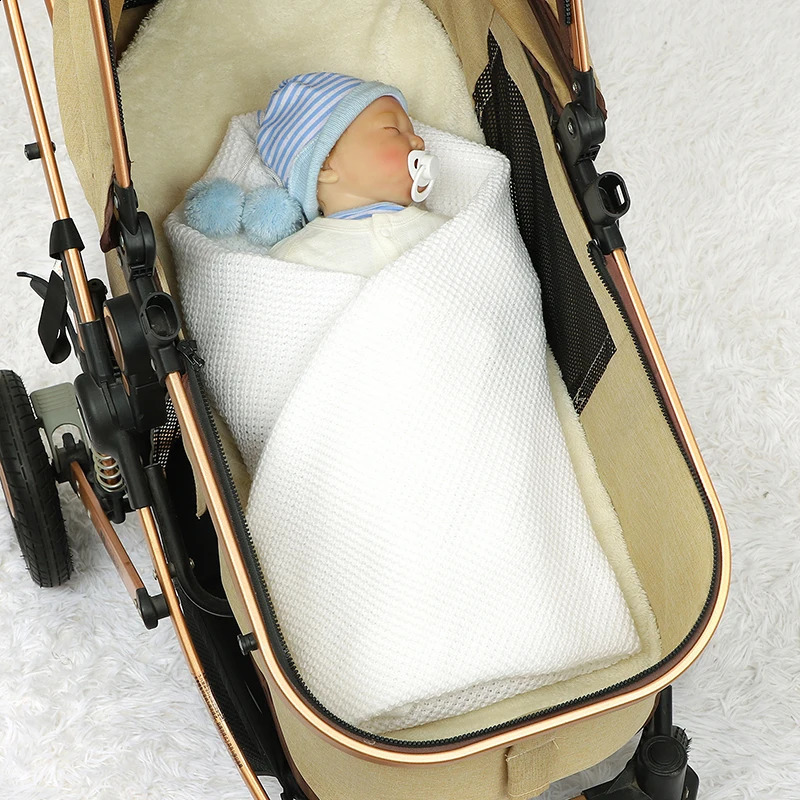Baby Blankets Knitted born Netural Breathable Month Swaddle Wrap Mat for Infant Boy Girl Crib Cellular Children 90*70cm Cover 250218