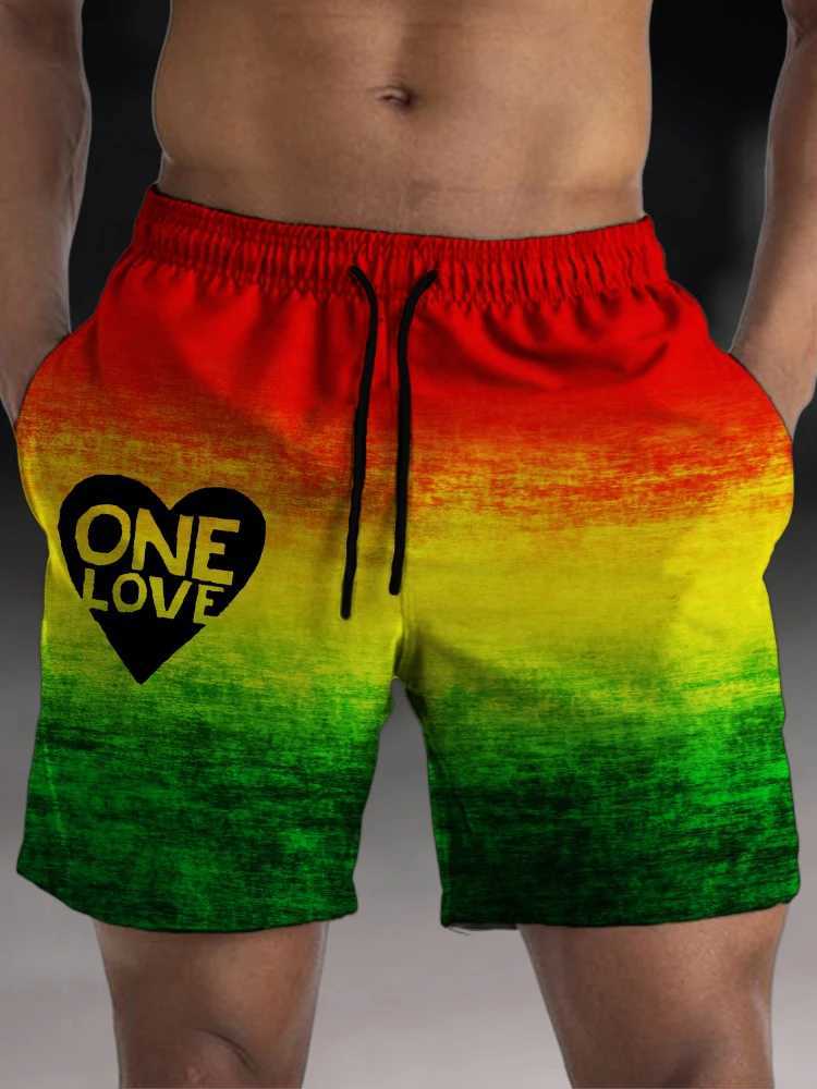 New Love Beach Shorts Mens Swimming Pants Summer 3D Printing Loose and Loose Swimming Pants Mens Clothing Street Clothing W250219