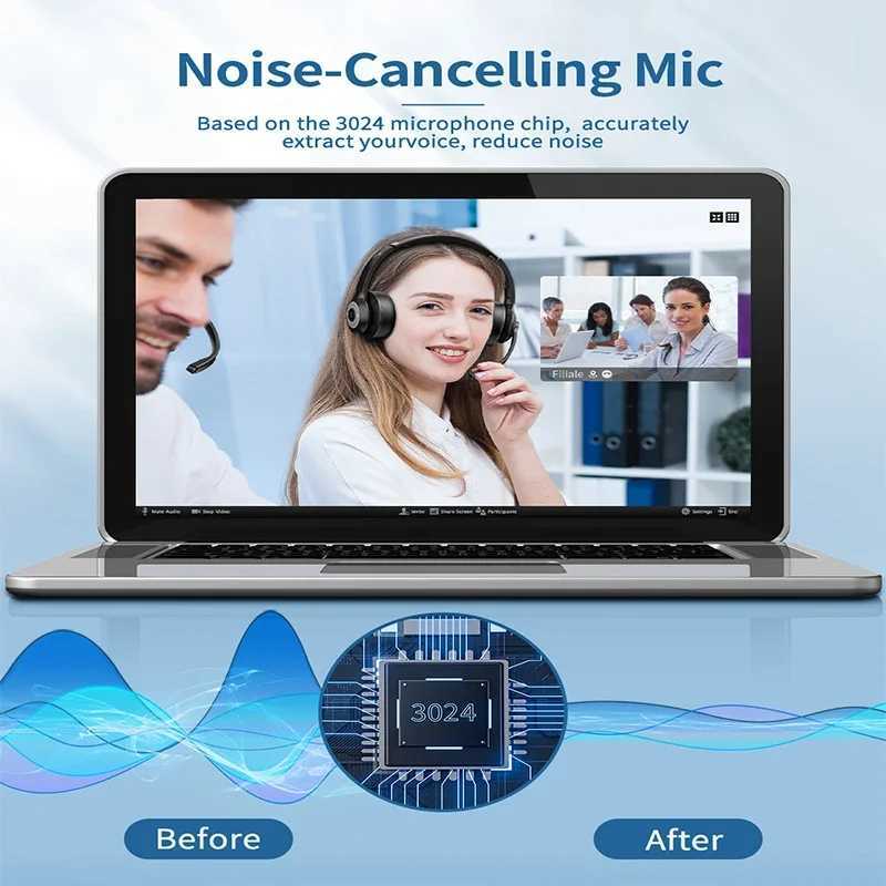 JIAMQISHI EH02U Wireless set ANC MIC for Work Cputer phones USB Dongle Mute Mic for Book set Phone Y250218