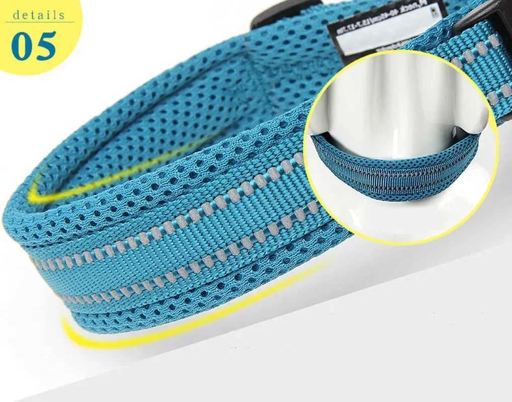 Truelove Adjustable Mesh Pad Pet Dog Collar 3M Reflective Nylon Dog Collar Durable W250219