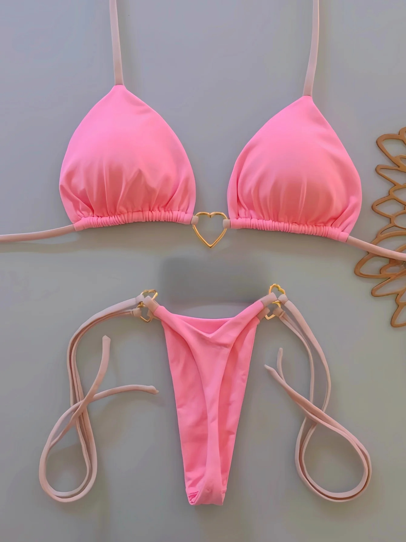 2024 Sexy Low Waisted Bikini Set Swimsuit Female Swimwear Women Solid Strappy Beachwear Bathing Suits Brazilian bikini 250219
