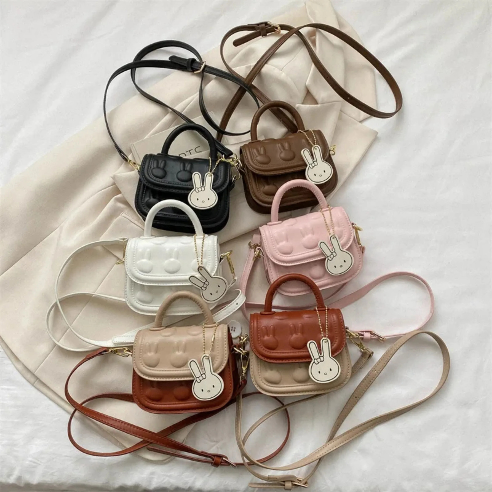 Kids Mini Small Square Bag Cute Rabbit Girl Messenger Bag Crossbody Bags Girls PU Leather Hand Bags Purses and Princess Handbags 250219