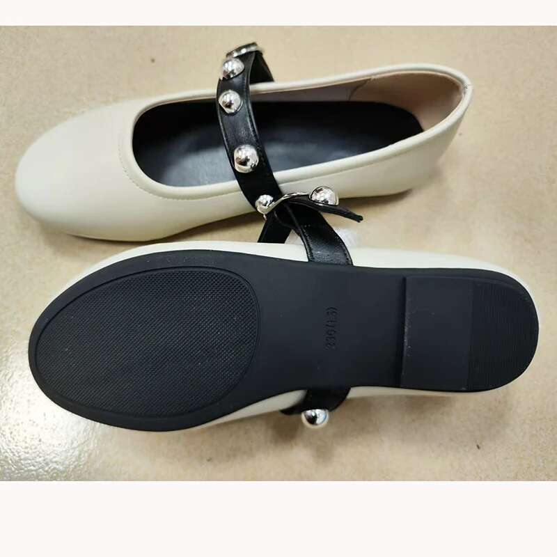 Rivet strap ballet flats slip on casual women pumps